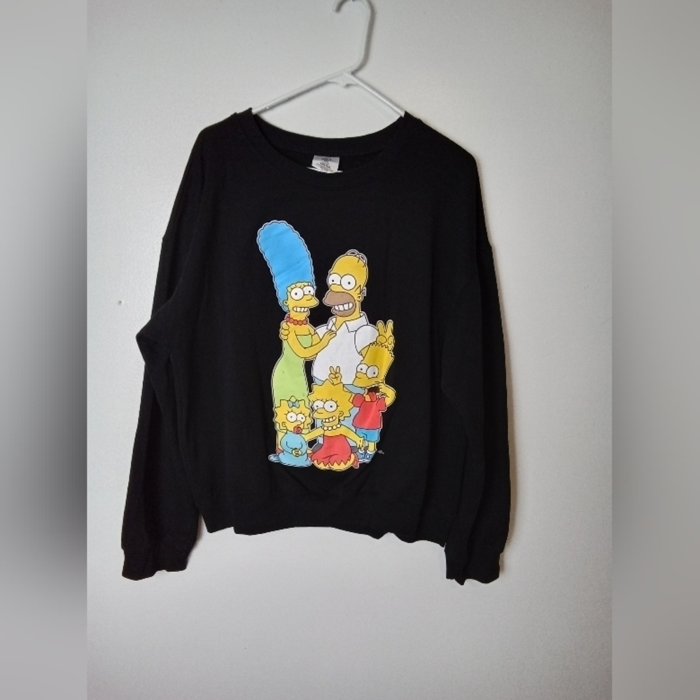 The Simpsons Family Graphic Black Long Sleeve Sweatshirt Size XXL 19)
